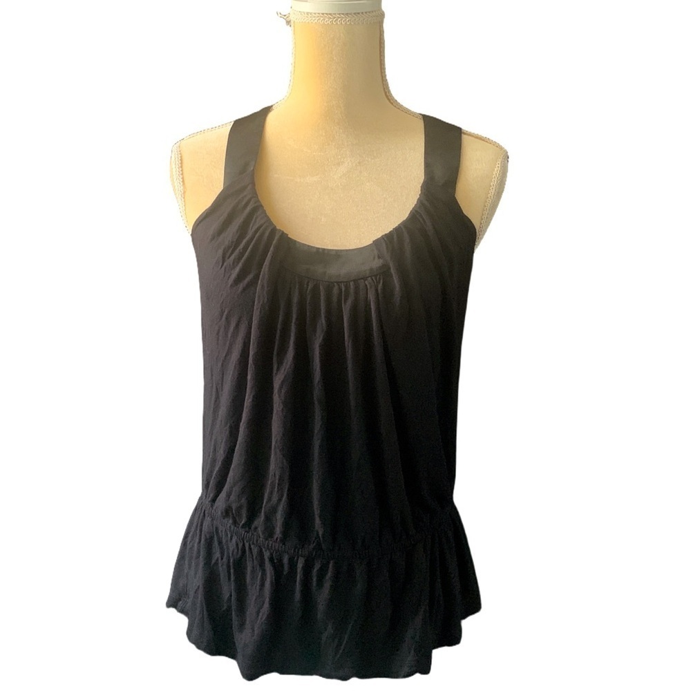 BCBGeneration Black Satin Trim Sleeveless Top